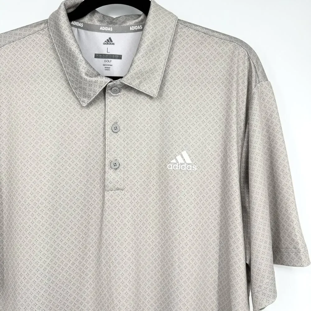 Adidas Men's Golf Ultimate Gray‎ Dot Print Polo Top Size L